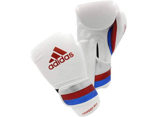 Adidas Boxing Pro Range Adispeed Leather Gloves Velcro White Red